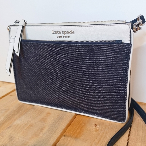 Kate Spade New York Cameron denim colorblock top zip crossbody - Picture 3 of 12